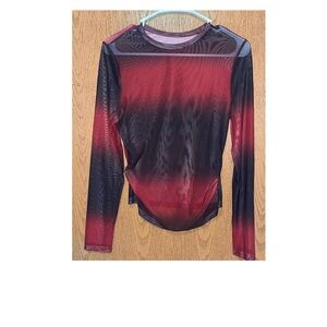 NWOT VERY SEXY MESH OMBRE SEE THROUGH TOP IN BLACK AND RED!